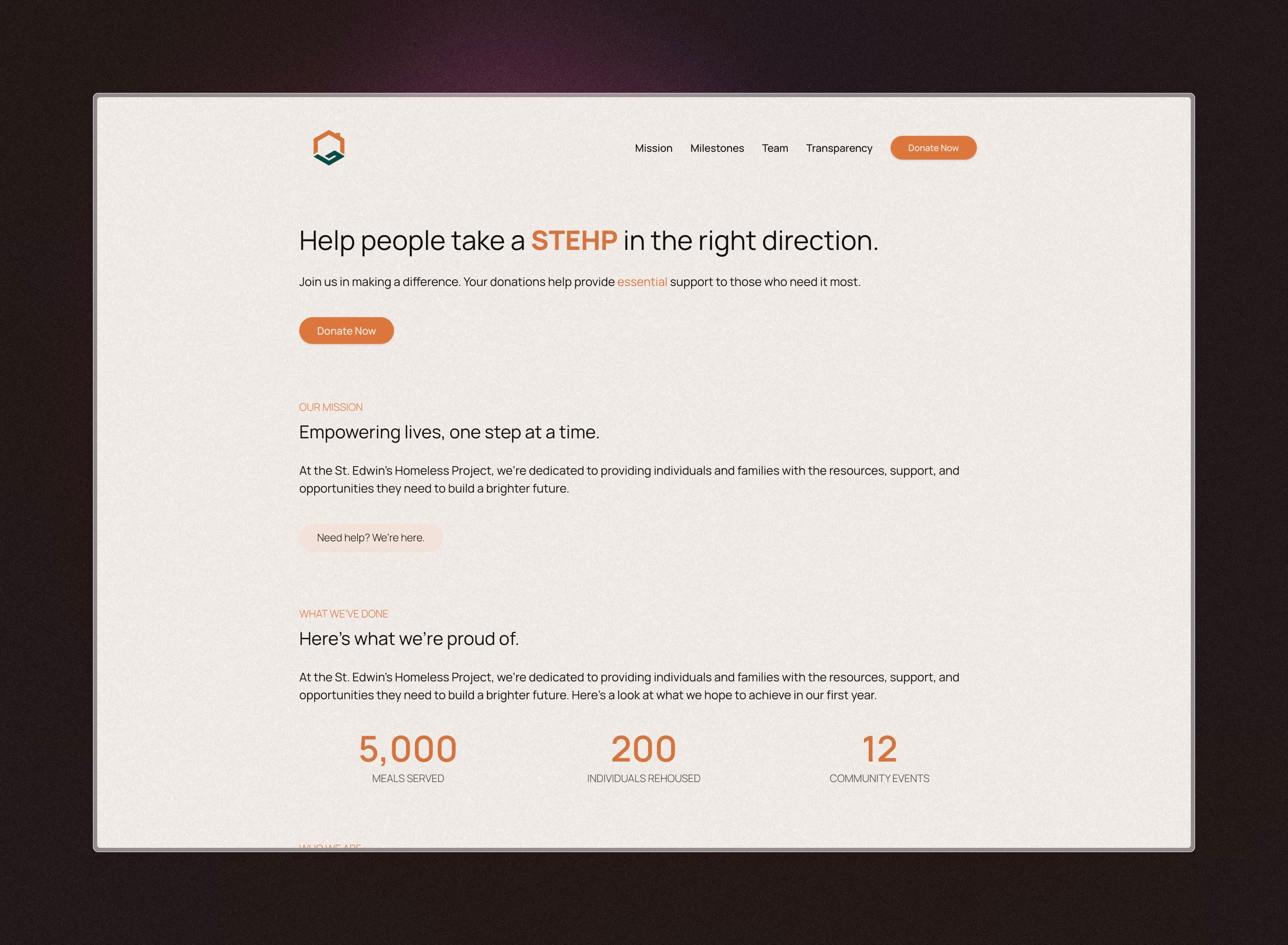 St. Edwin's landing page